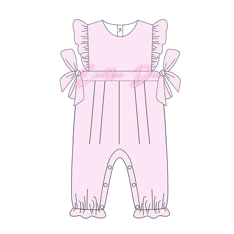 monogram corduroy overalls baby girl long romper Christmas red bow flutter sleeve toddler girls clothing sets