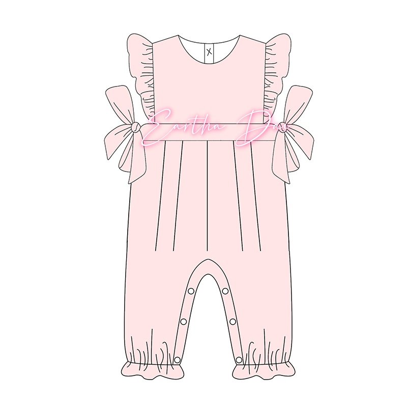 monogram corduroy overalls baby girl long romper Christmas red bow flutter sleeve toddler girls clothing sets