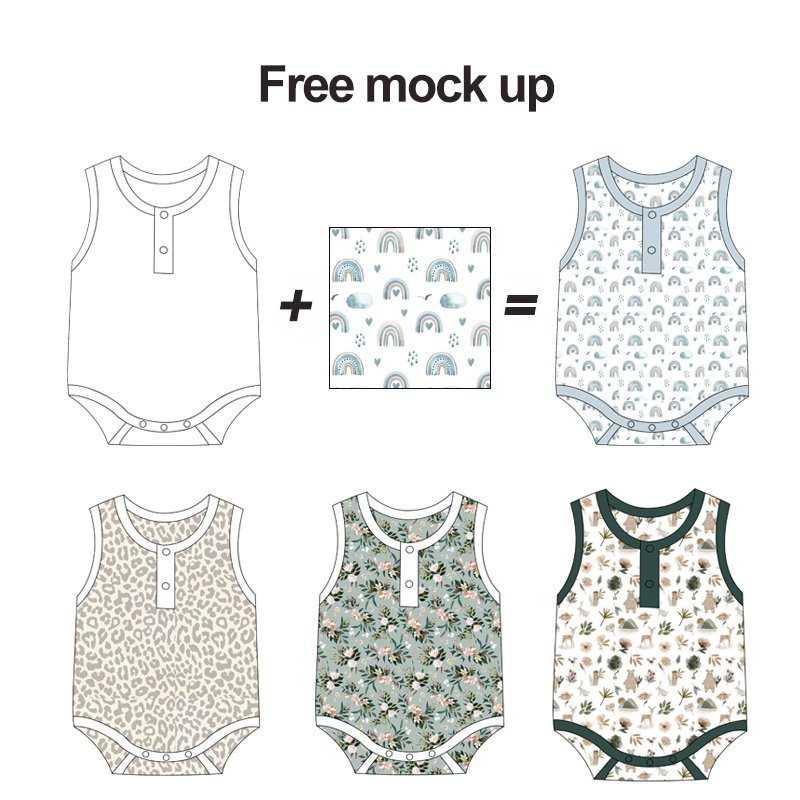 custom design printed Newborn Girls' Print summer bamboo baby clothes Onesie vest ropa de Bebe Clothing Clothes Baby Rompers
