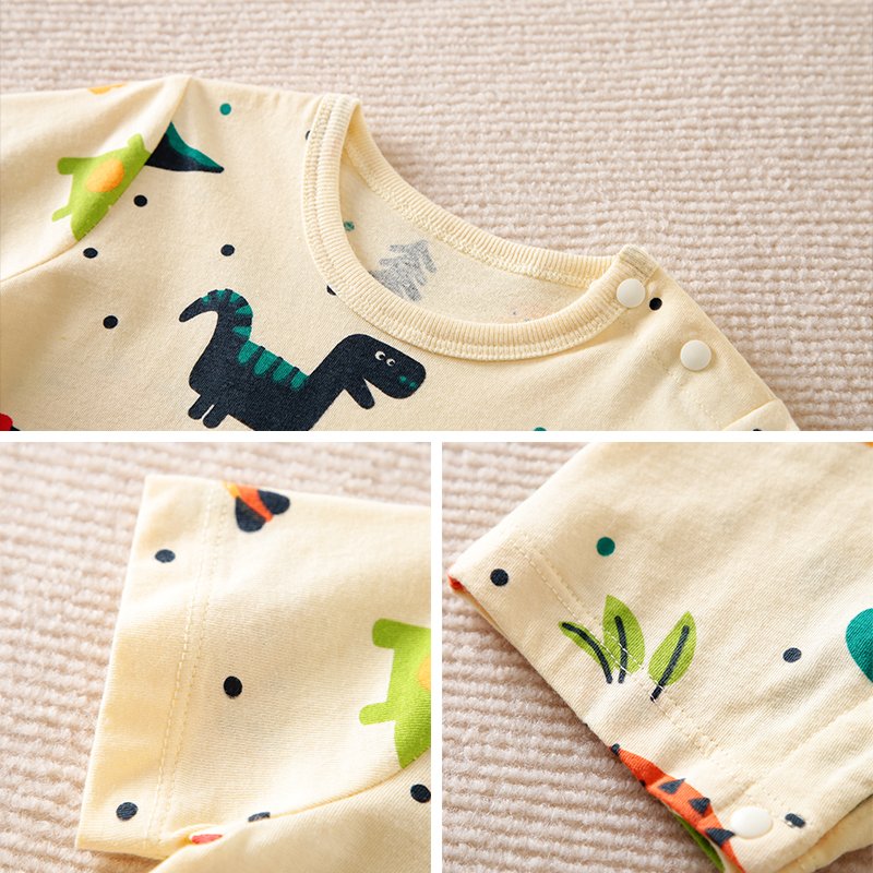 Fashion Dinosaur Print Short Sleeve 100% Cotton Newborn Infant Baby Clothes Baby Jumpsuits Baby Boys Girls Rompers