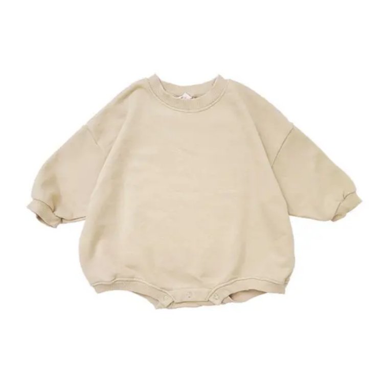 Newborn Baby Long Sleeve Blank Terry Sweater Fabric Oversized Basic Solid Toddler Cotton Baby Clothes Sweatshirt Baby Romper