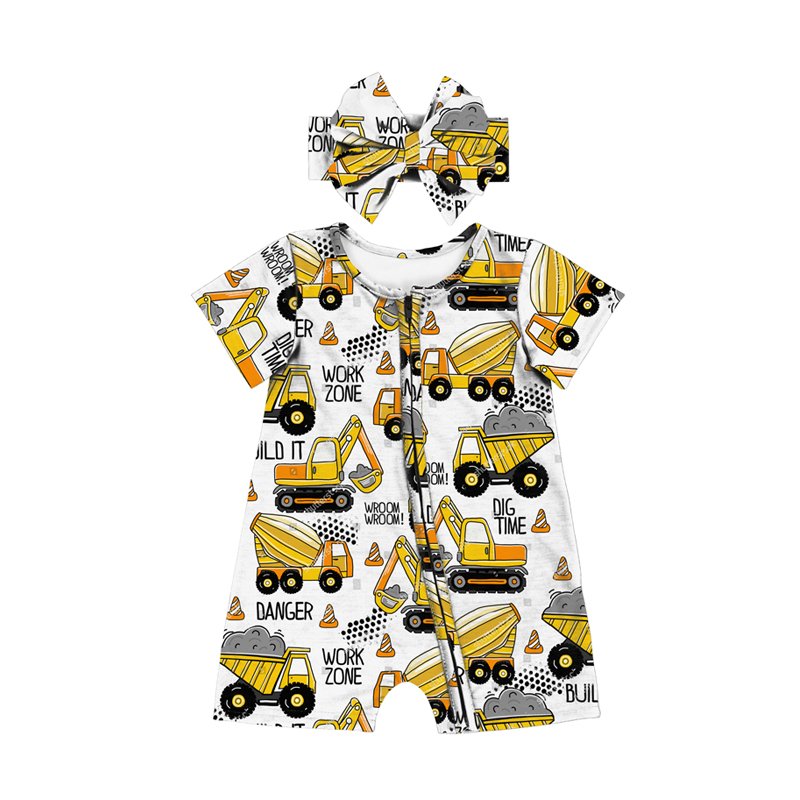 custom prints Flower & Leopard Print Zipper Jumpsuit Shorts Ribbed Romper Baby Custom Fabric Summer Girl Clothes baby romper