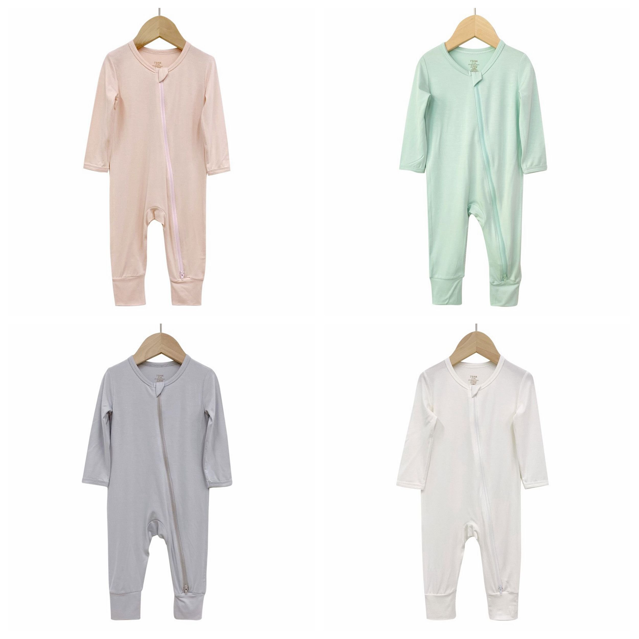 Wholesale baby clothes newborn long sleeve bamboo rompers zipper style fall cute rompers Comfortable footie rompers