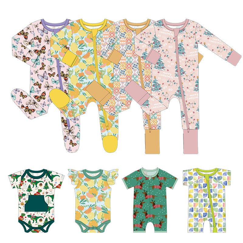 Wholesale New Custom printing Design Baby Girls Rompers custom casual breathable bamboo Baby Romper