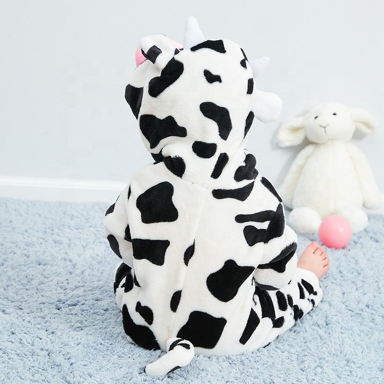 MICHLEY Hot sale for Boys Baby Romper Jumpsuits Unisex Winter Flannel Cow Baby Animal Costume