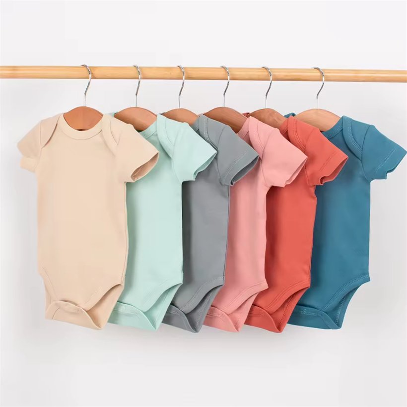 Gots Certified Baby Romper Babi Clothes 100 Organic Cotton Rompers Solid Color Newborn Body Bodysuit For Babies