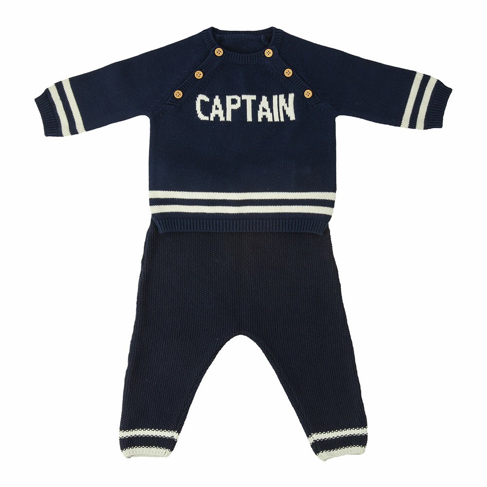 Custom Toddler Kids Baby Sweater Jumper And Pants Two piece 100% Cotton Set Baby Knitwear jacquard Knit set