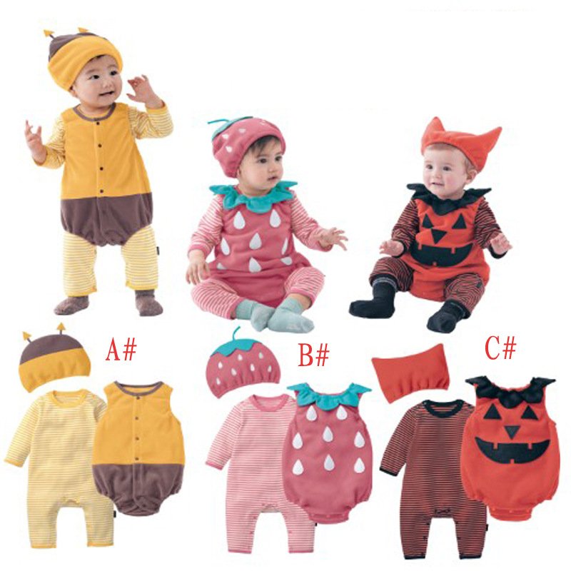 baby grow Halloween honeybee Strawberry pumpkin Halloween body bebe costume three-piece set baby rompers