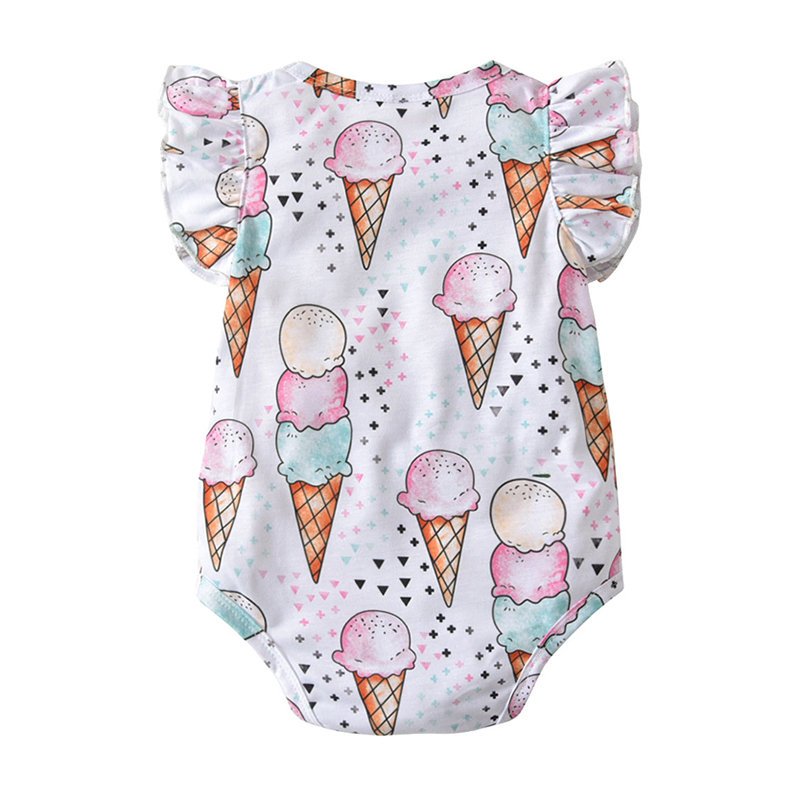 Summer 2019 ice-cream full print baby romper toddlers sleeveless cute jumpsuits rompers