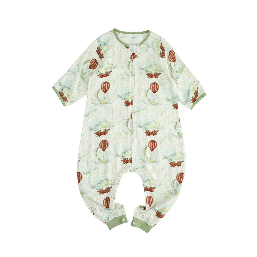Customized Double Bamboo Cotton Baby Onesie Sleeping Bag Spring and Autumn Romper for Baby Girls