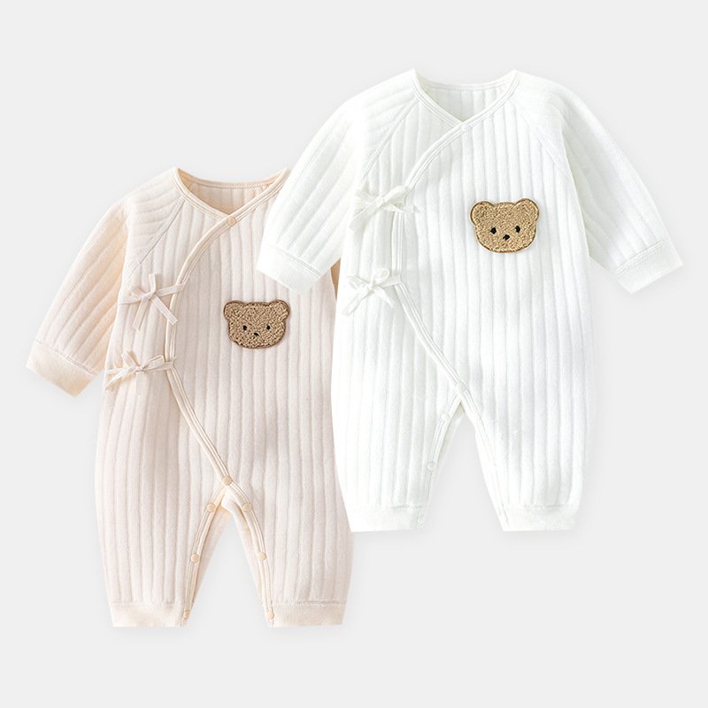 Newborn clothes autumn and winter clothes three-layer warm baby climbing clothes one-piece baby romper