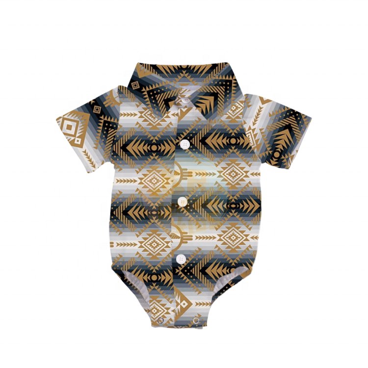 Newborn Milk Silk Pajamas Suit Kids Boys Short Sleeve Lapel Baby Romper Jumpsuit Sleepwear