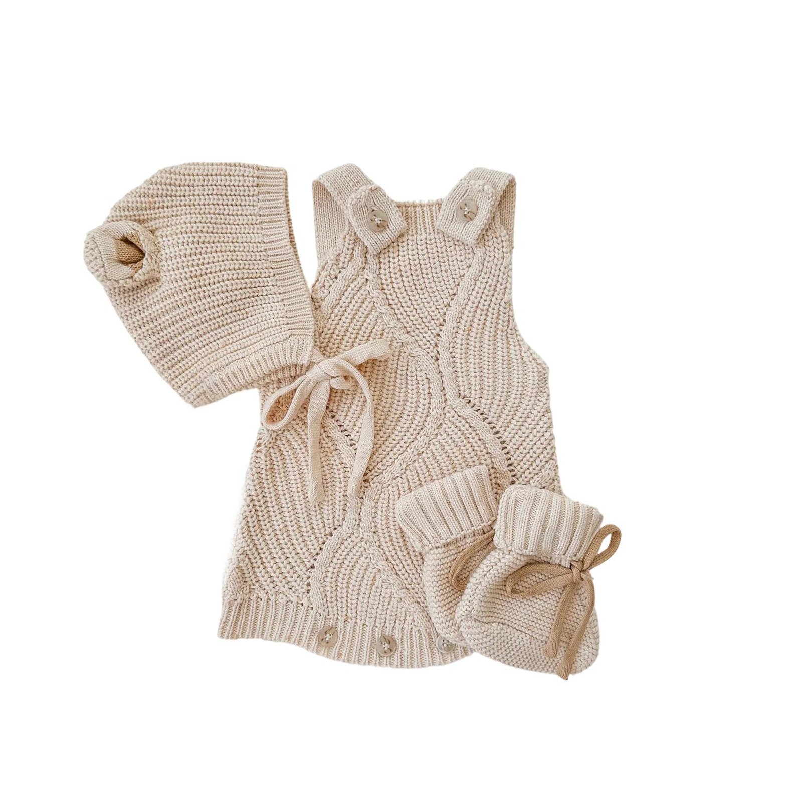 Baby Infant Clothes Girl Baby Clothing Set Solid Color Knitted Newborn Baby Boy Romper Coat Hat Blanket 7pcs Set