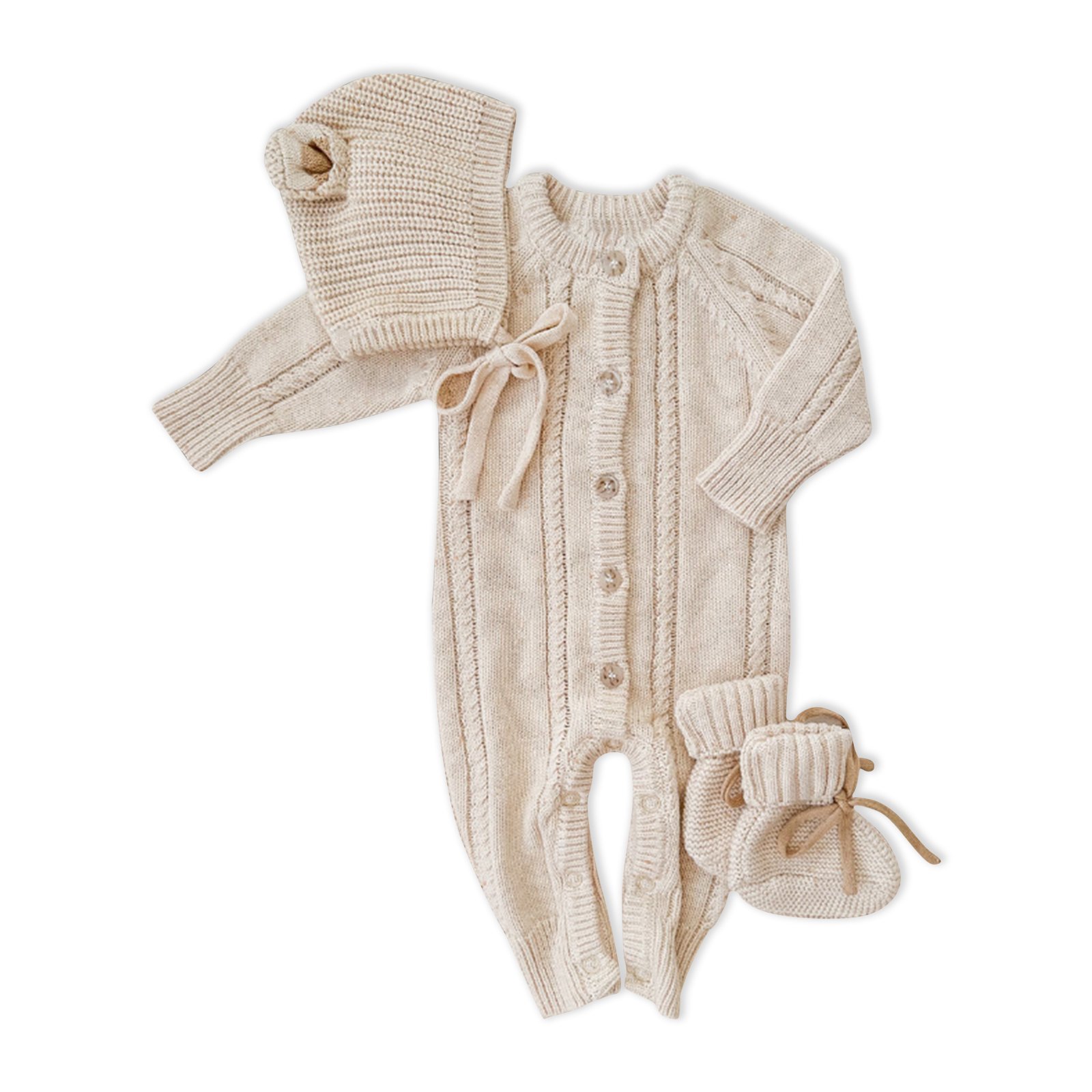 Baby Infant Clothes Girl Baby Clothing Set Solid Color Knitted Newborn Baby Boy Romper Coat Hat Blanket 7pcs Set
