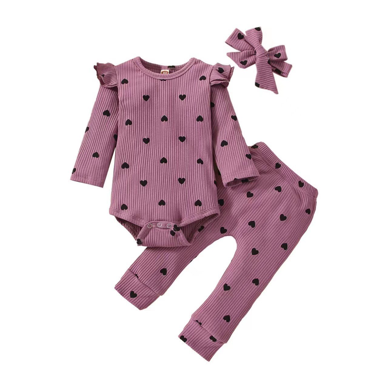 2024 European American Baby Girl Love Printing Ha Clothes Multicolor Long Sleeve Pants Bow New Unisex Product Stylish Cotton