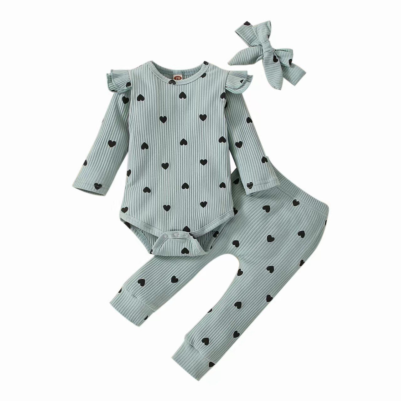2024 European American Baby Girl Love Printing Ha Clothes Multicolor Long Sleeve Pants Bow New Unisex Product Stylish Cotton