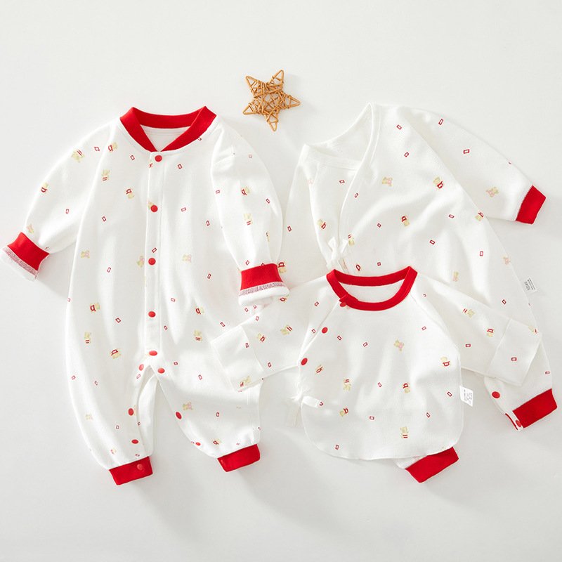 Keli Bear Newborn Romper New Season 100% Cotton Boneless Stitching Boys and Girls Jumpsuit Baby Clothing Newborn Romper