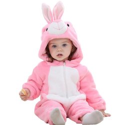 Flannel Rabbit Costume Baby Clothes Kids Animal Winter Baby Rompers Jumpsuit for Girls Boys Tigger Panda Pajama Set Full Casual