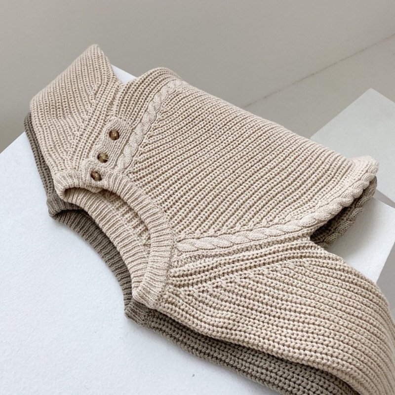 Boutiques Winter Fall Newborn Baby Children Unisex Solid Simple Knitted Loose Pullover Sweater Jumpsuit Baby Romper