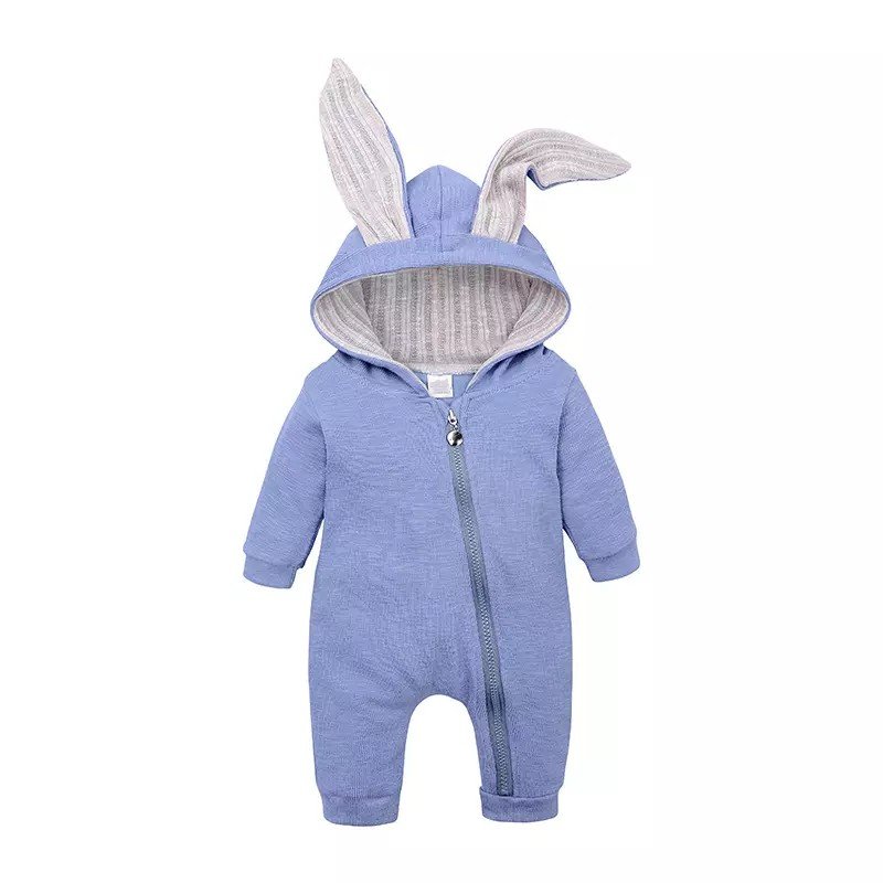 ChuchuPuff Factory Custom Wholesale Chuchupuff Newborn Baby Boy Girl Romper Cotton Cute Bunny Long Sleeves Zipper Hoodie Infant Bodysuits Jump