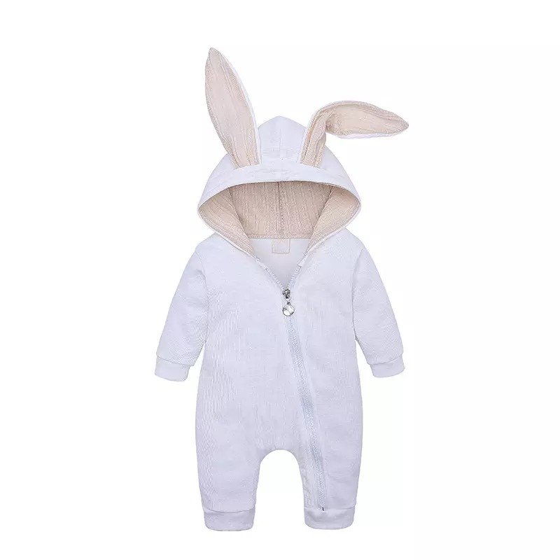 ChuchuPuff Factory Custom Wholesale Chuchupuff Newborn Baby Boy Girl Romper Cotton Cute Bunny Long Sleeves Zipper Hoodie Infant Bodysuits Jump