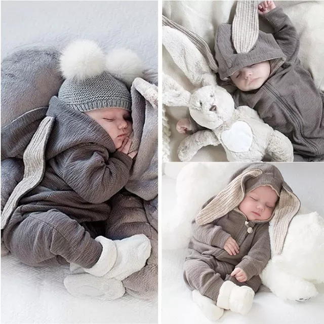 ChuchuPuff Factory Custom Wholesale Chuchupuff Newborn Baby Boy Girl Romper Cotton Cute Bunny Long Sleeves Zipper Hoodie Infant Bodysuits Jump