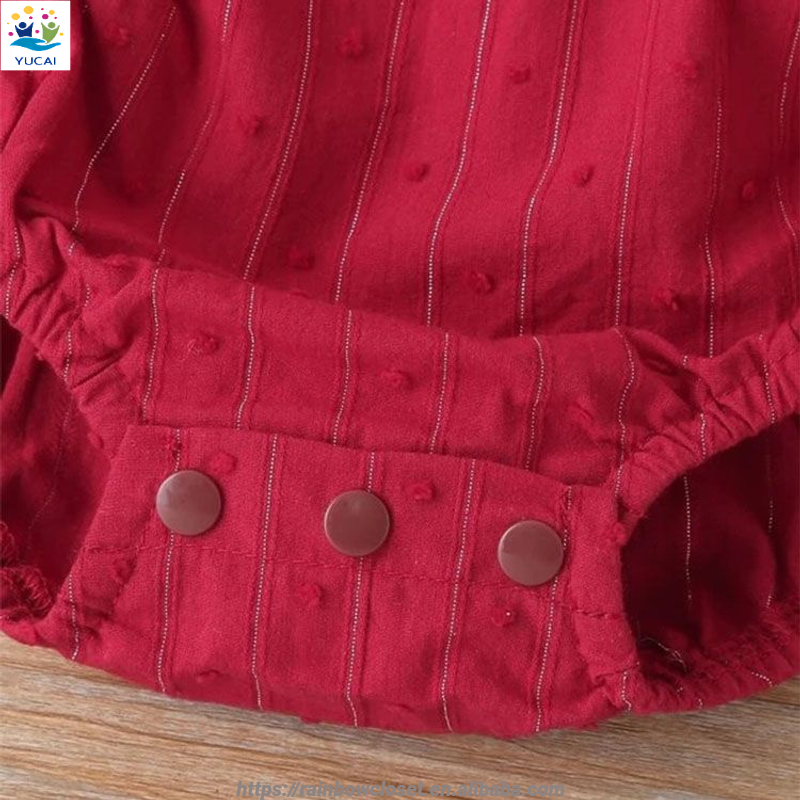 Hot Sale Boutique Brand clothes kids Dots Suspender Spring Summer Outfits Children Red Cotton Rompers