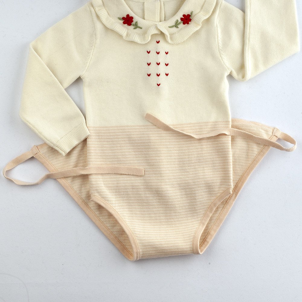 Custom baby girl vintage Ruffle rompers newborn baby cotton knitted embroidered baby romper