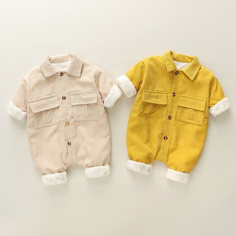 New Winter Autumn Newborn Kids Jumpsuit Long Sleeve Cotton Thickening Baby Romper