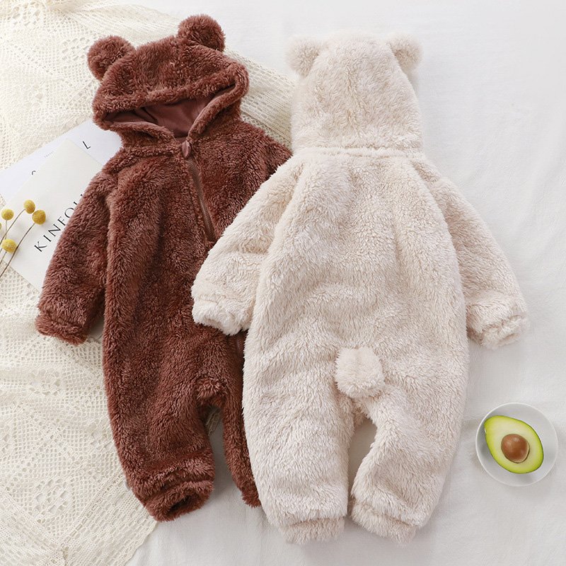 Autumn Winter Baby Romper Fleece Hooded Toddler Jumpsuit Newborn Clothes Kids Girls Boys Overalls Infant Ouitfit Baby Clothing