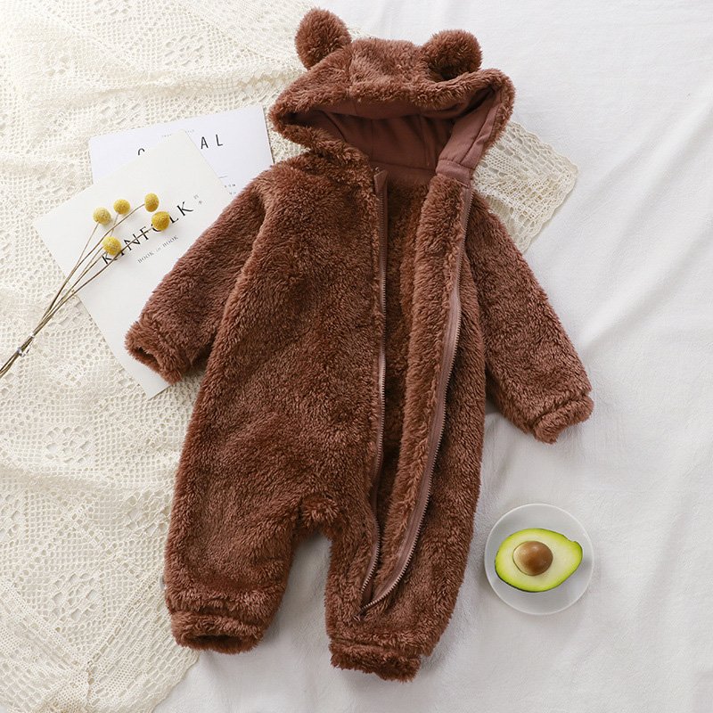 Autumn Winter Baby Romper Fleece Hooded Toddler Jumpsuit Newborn Clothes Kids Girls Boys Overalls Infant Ouitfit Baby Clothing