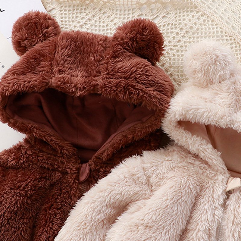 Autumn Winter Baby Romper Fleece Hooded Toddler Jumpsuit Newborn Clothes Kids Girls Boys Overalls Infant Ouitfit Baby Clothing