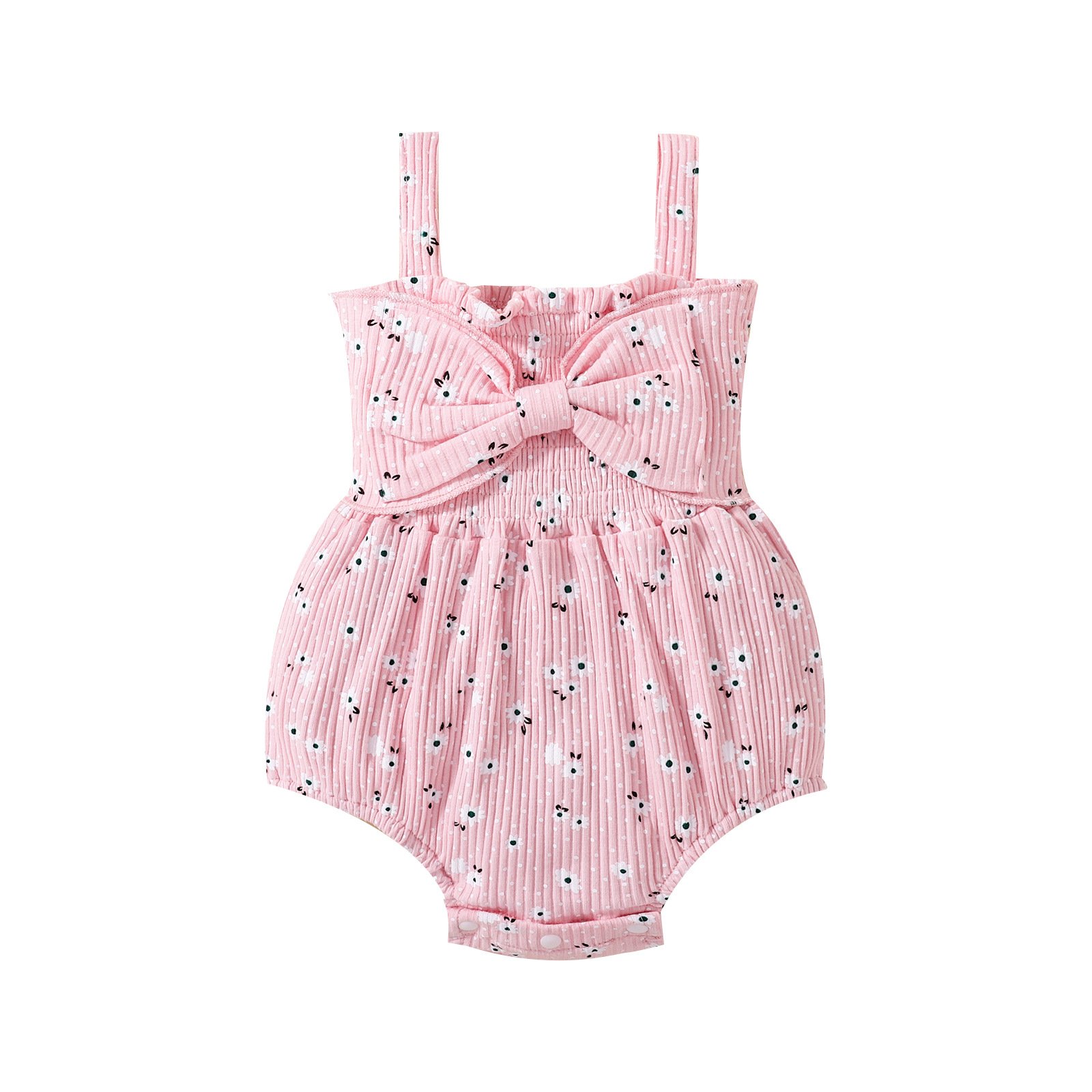 fashion Summer Infant Girls woolen Cute Romper Flowers Printed Sleeveless Strap Big Bow knot Jumpsuits Baby Overalls