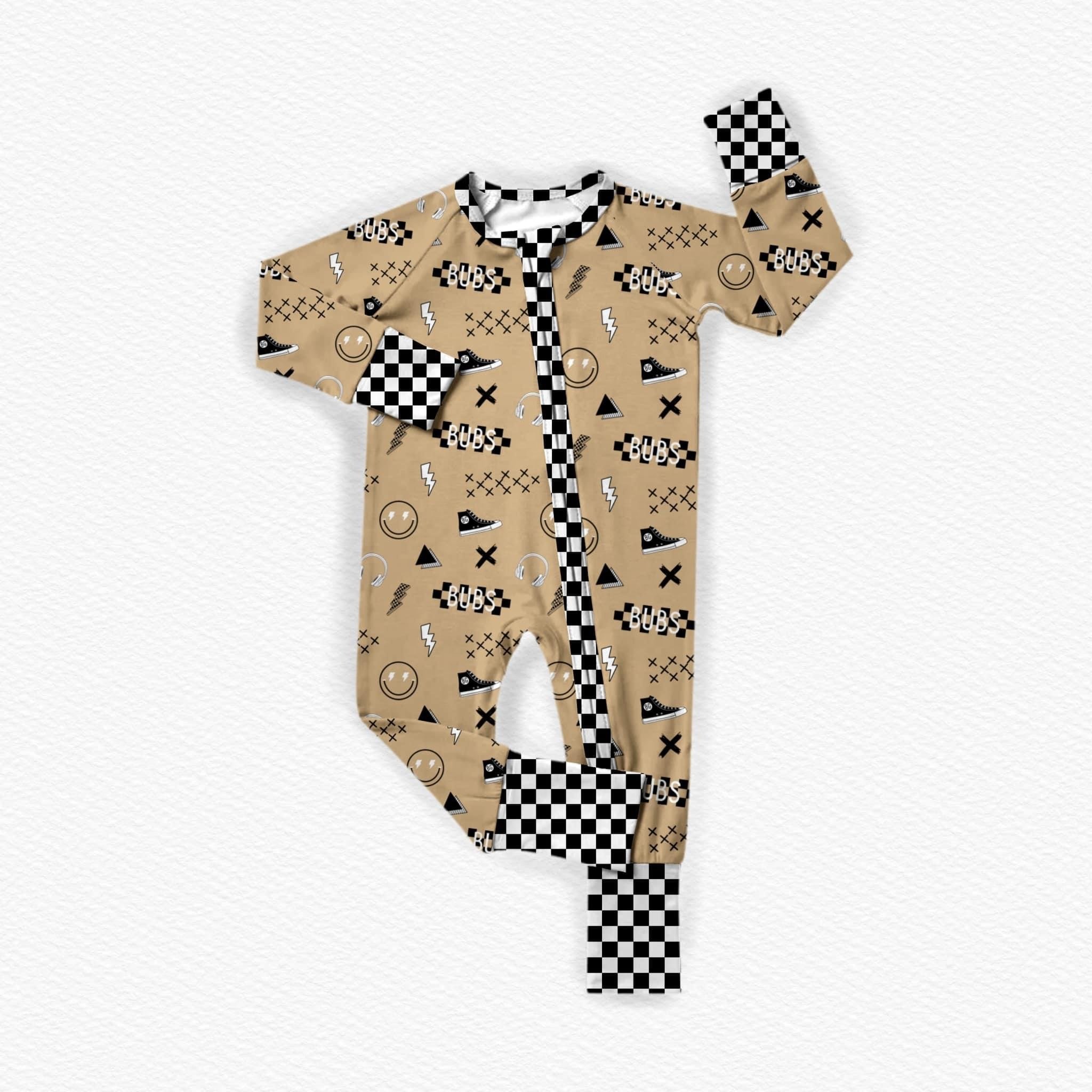 Baby Romper Custom Boy Girl Soft Clothes Checkerboard Long Sleeve Romper Newborn Knitted Zipper Jumpsuit