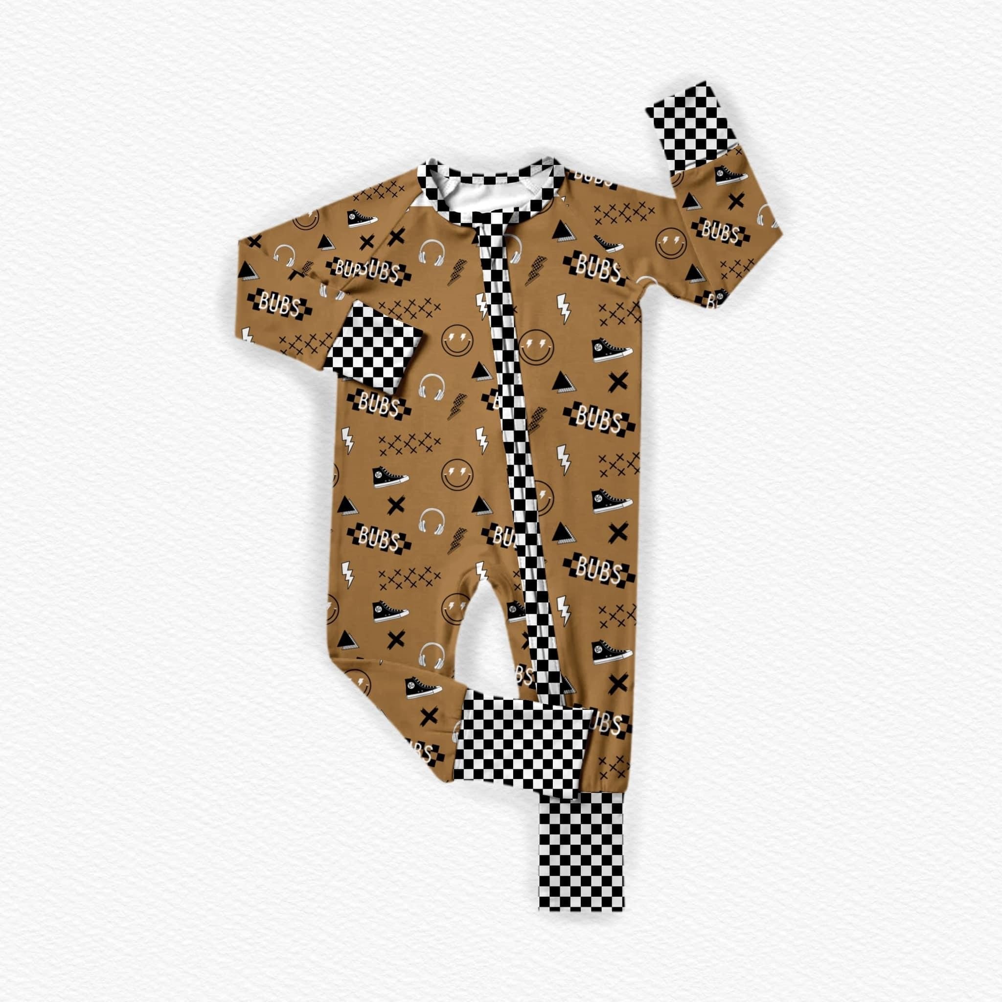Baby Romper Custom Boy Girl Soft Clothes Checkerboard Long Sleeve Romper Newborn Knitted Zipper Jumpsuit
