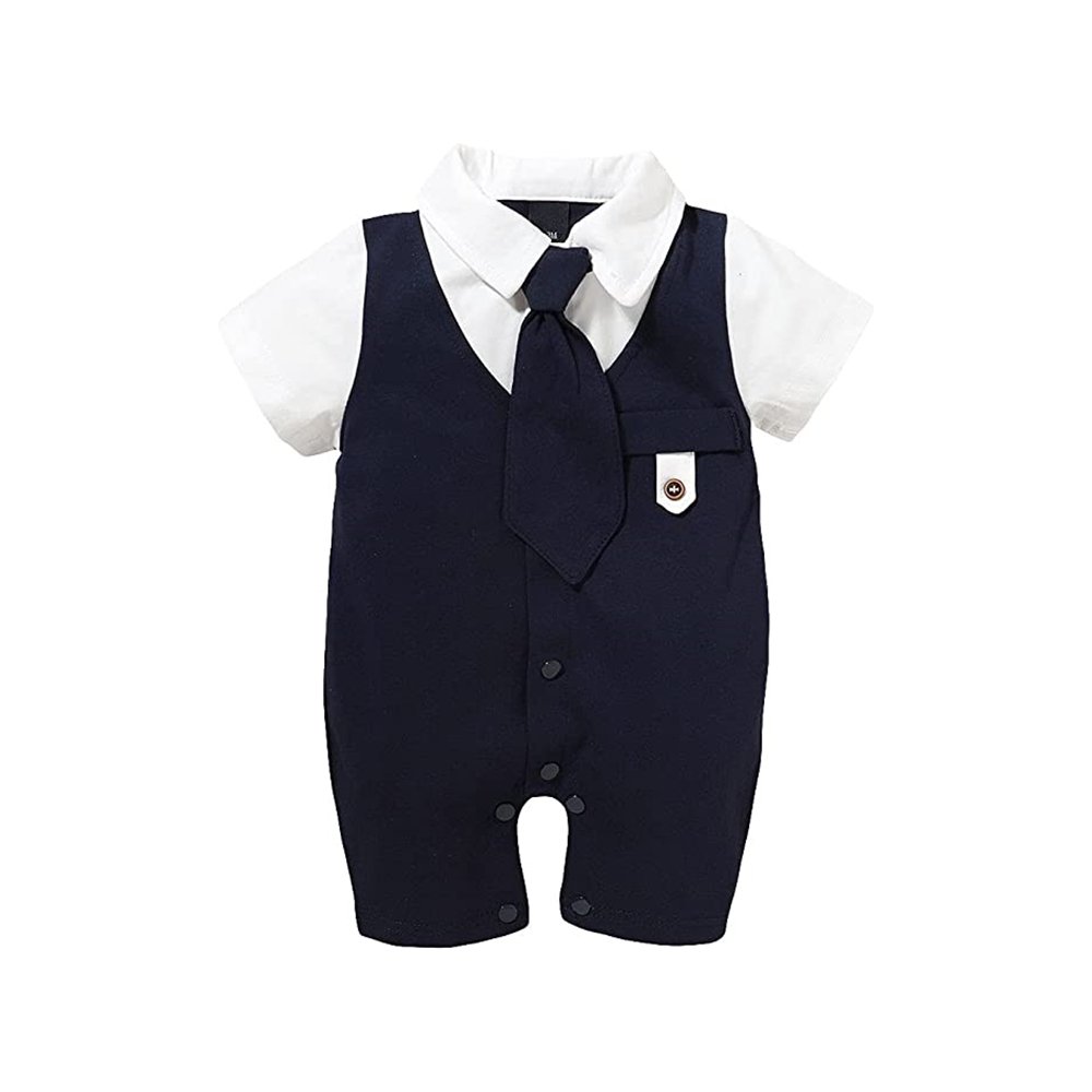 Baby Boys Baptism Christening Outfit Bow Tie Romper Wedding Tuxedo Suit Ring Bearer One Piece Jumpsuit Waistcoat Set Full CN;ZHE