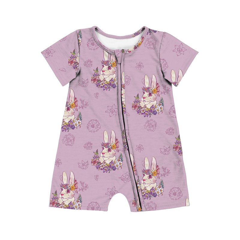 customized baby rompers Colorful Rose Prints Children's Short-Sleeve Onesie baby rompers