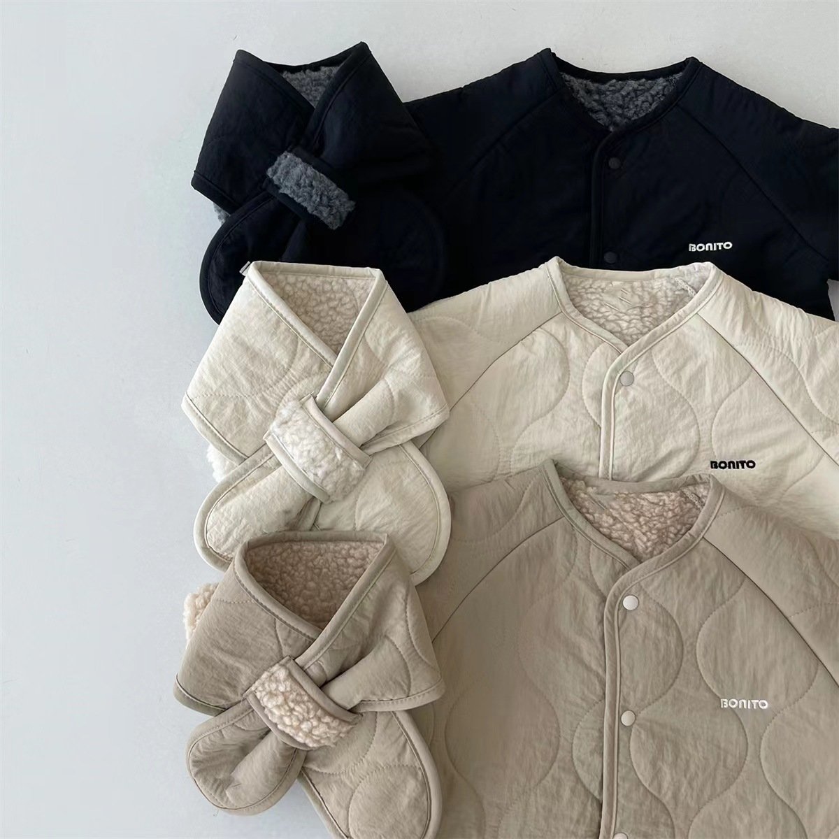 Autumn New Male And Female Baby Boomers Lamb Fleece Simple All Matching Jumpsuit Warm Lovely Outing Clothes