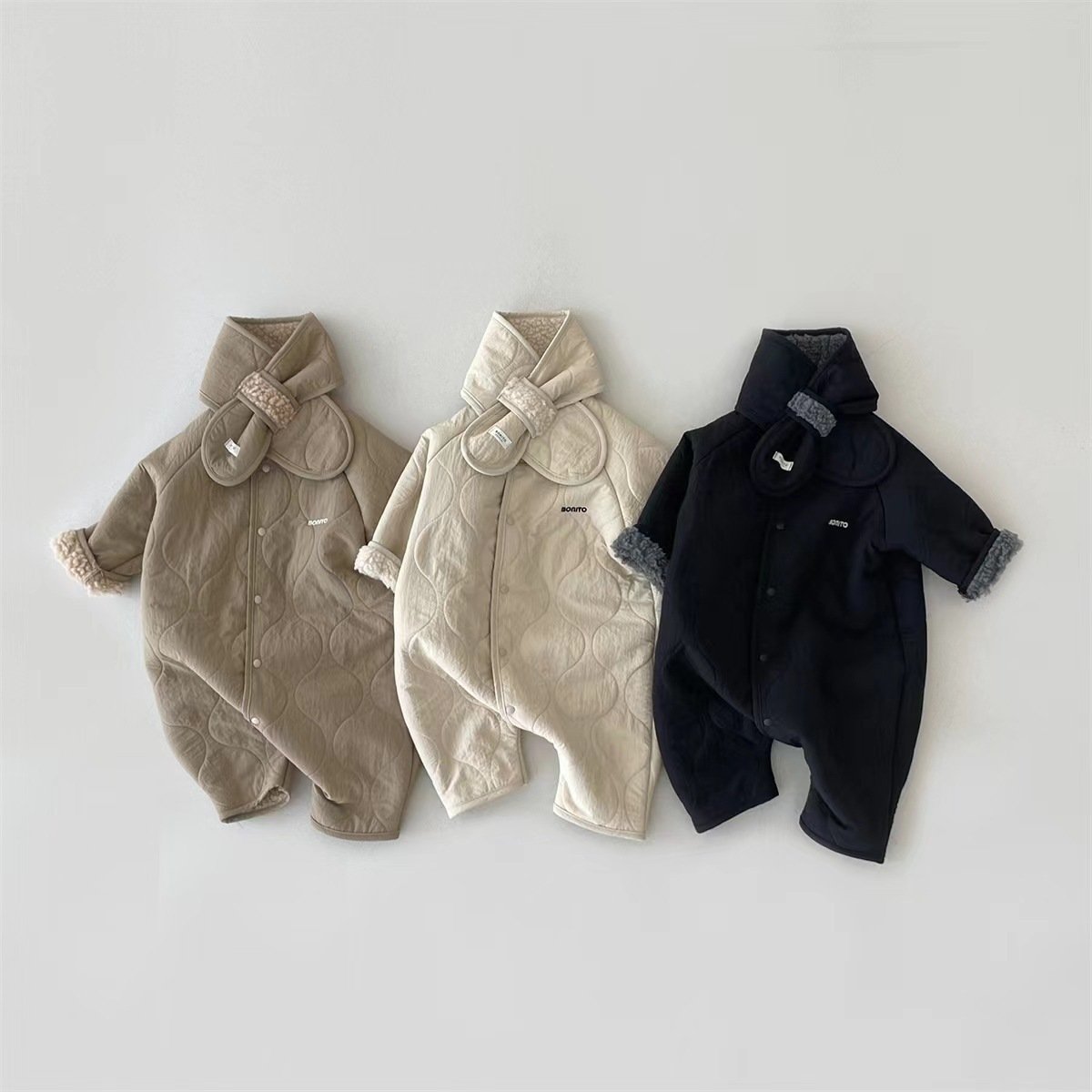 Autumn New Male And Female Baby Boomers Lamb Fleece Simple All Matching Jumpsuit Warm Lovely Outing Clothes