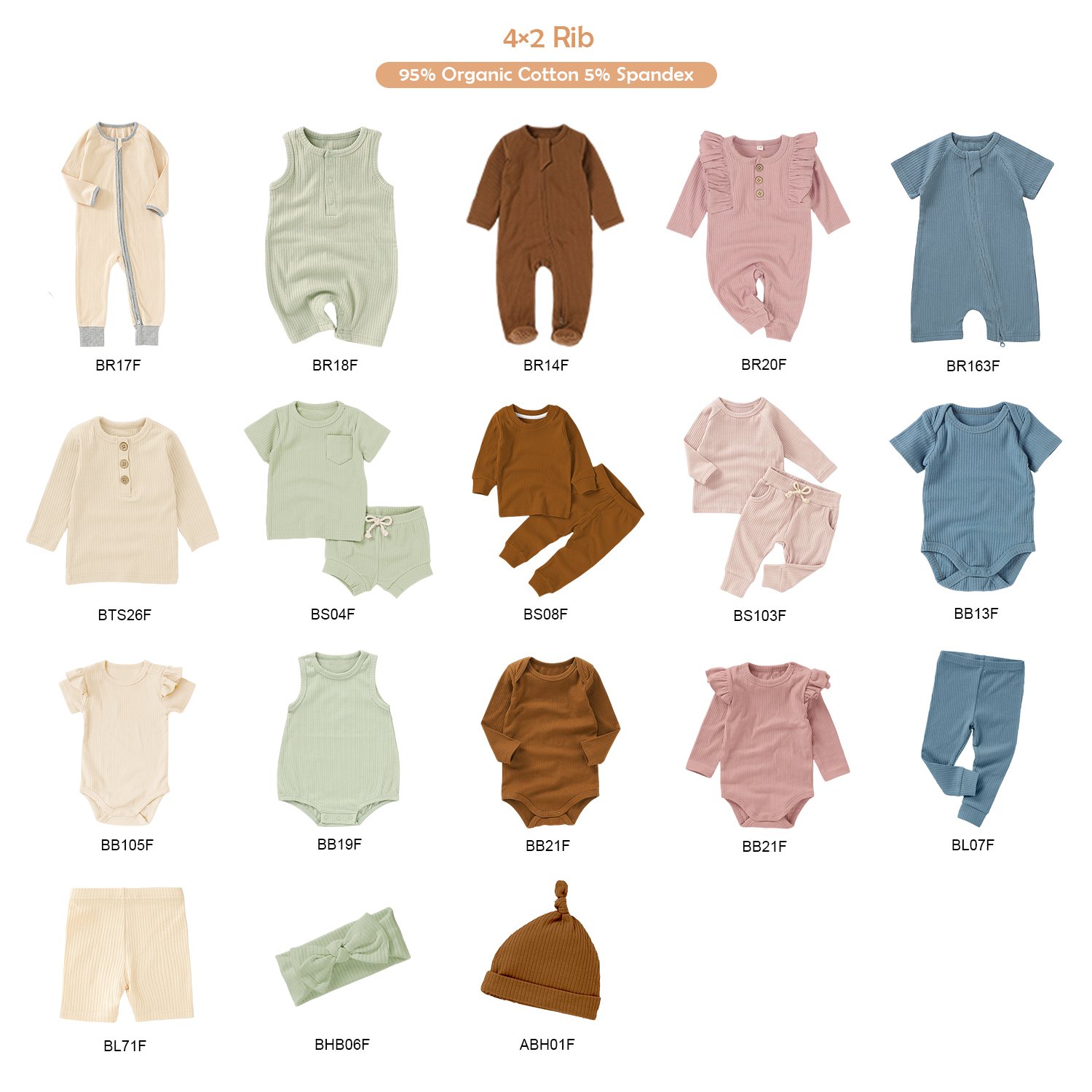 knitted fabric organic cotton short sleeve baby onesie grow unisex plain blank zipper baby rompers