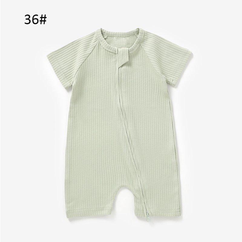 knitted fabric organic cotton short sleeve baby onesie grow unisex plain blank zipper baby rompers