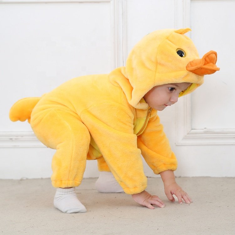 Michley Factory Price Children Flannel Rompers Baby's Hooded One-piece Clothes Animal Baby Costume