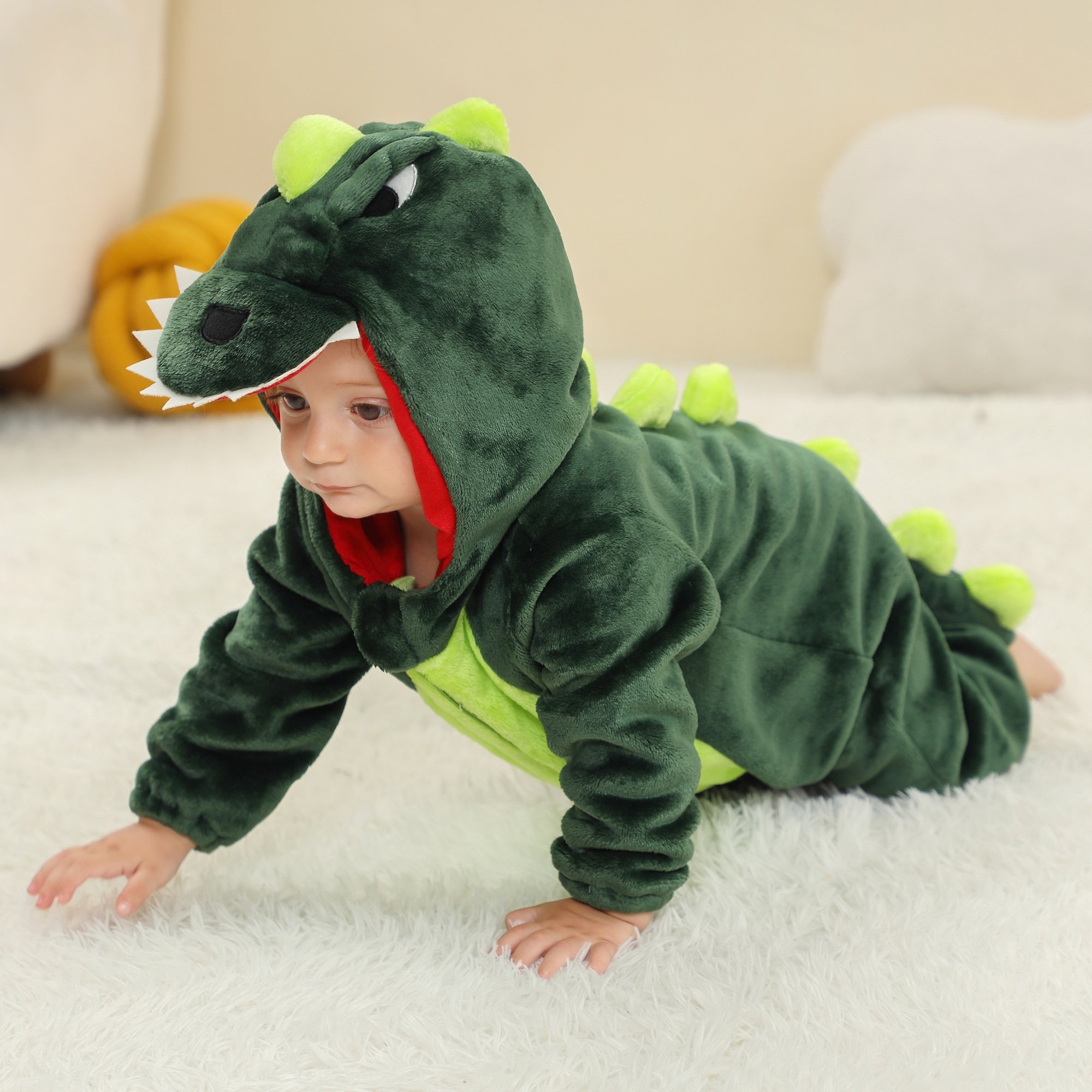 Michley Factory Price Children Flannel Rompers Baby's Hooded One-piece Clothes Animal Baby Costume