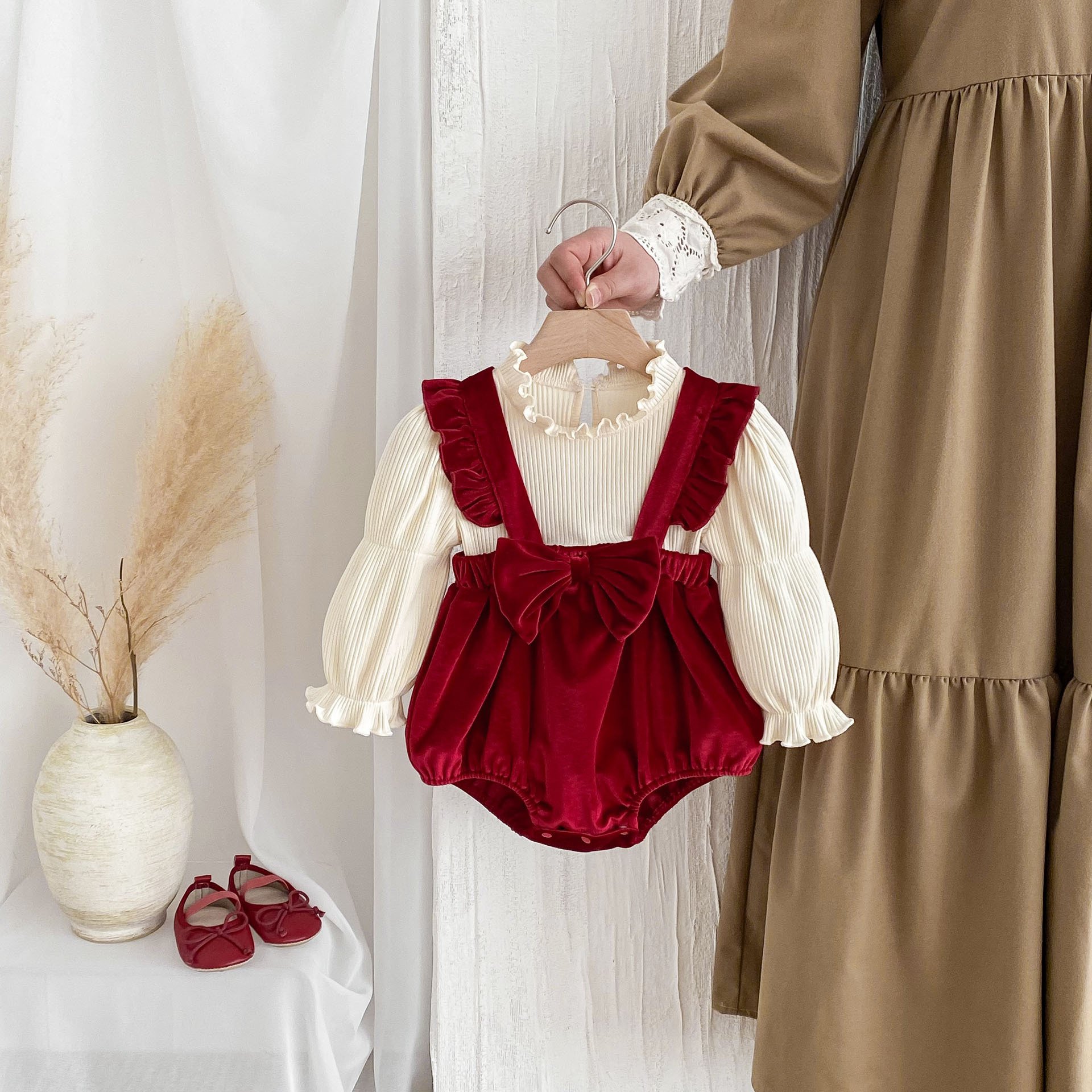 Baby Girl Christmas Romper Clothes Cute Long Sleeve Baby Rompers