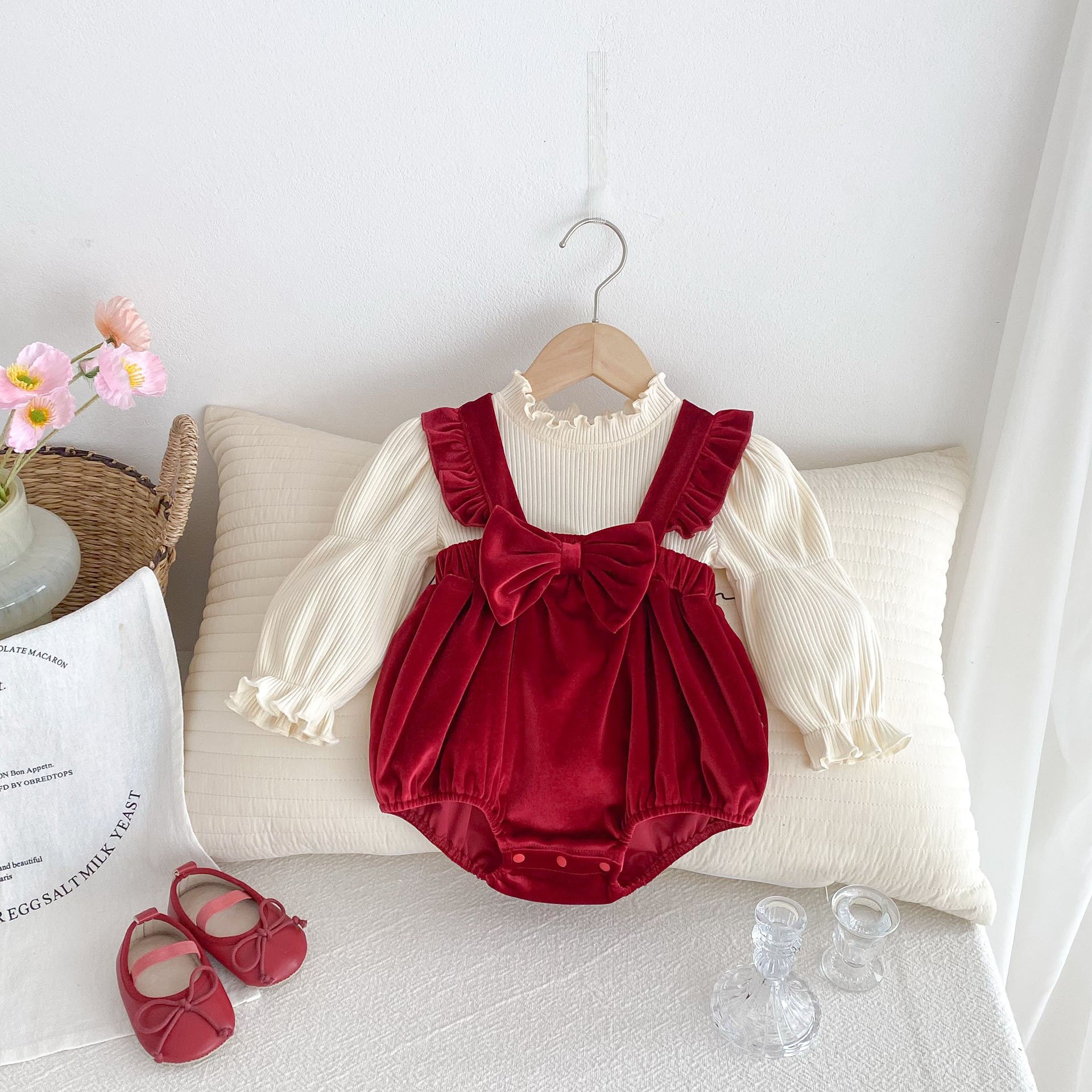 Baby Girl Christmas Romper Clothes Cute Long Sleeve Baby Rompers