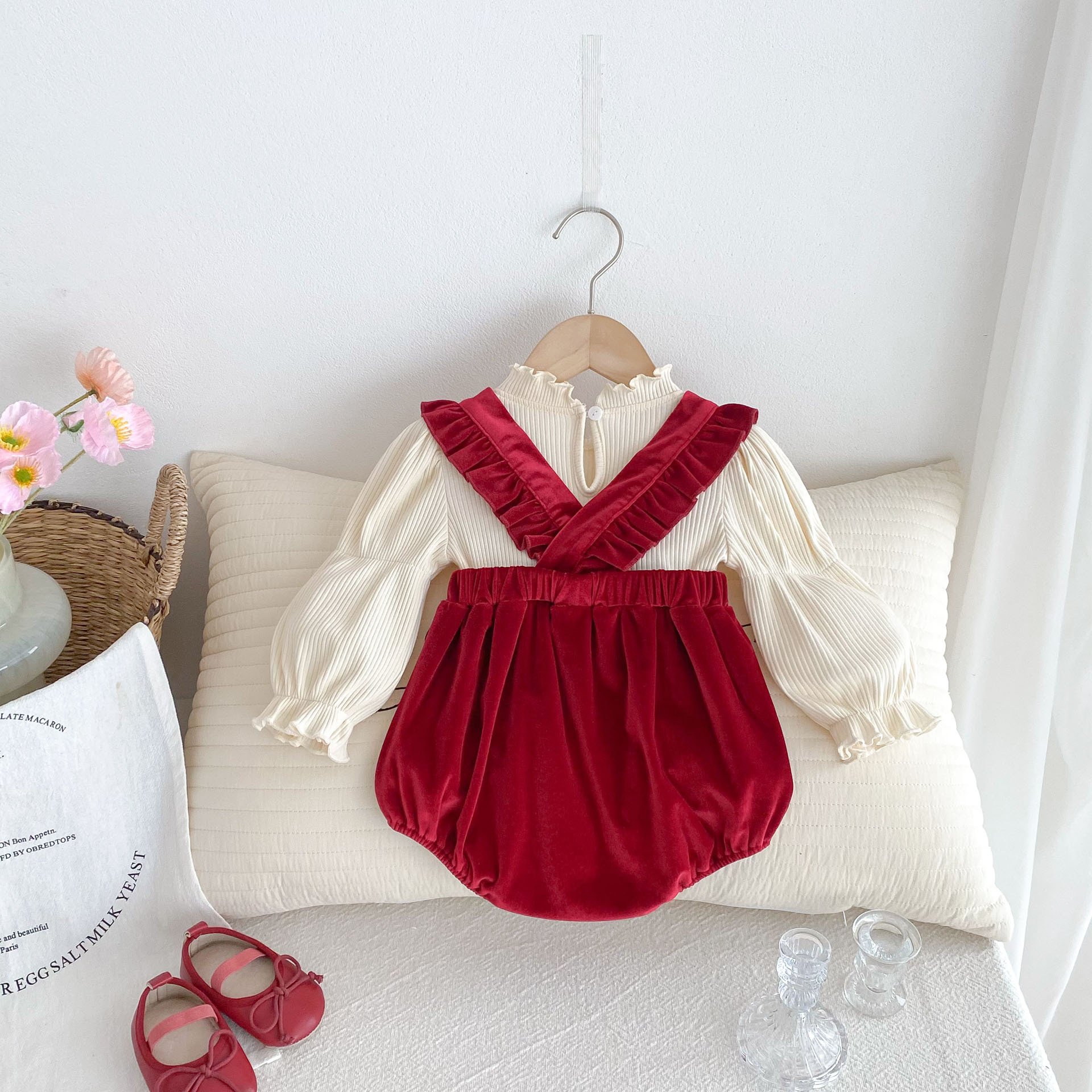 Baby Girl Christmas Romper Clothes Cute Long Sleeve Baby Rompers