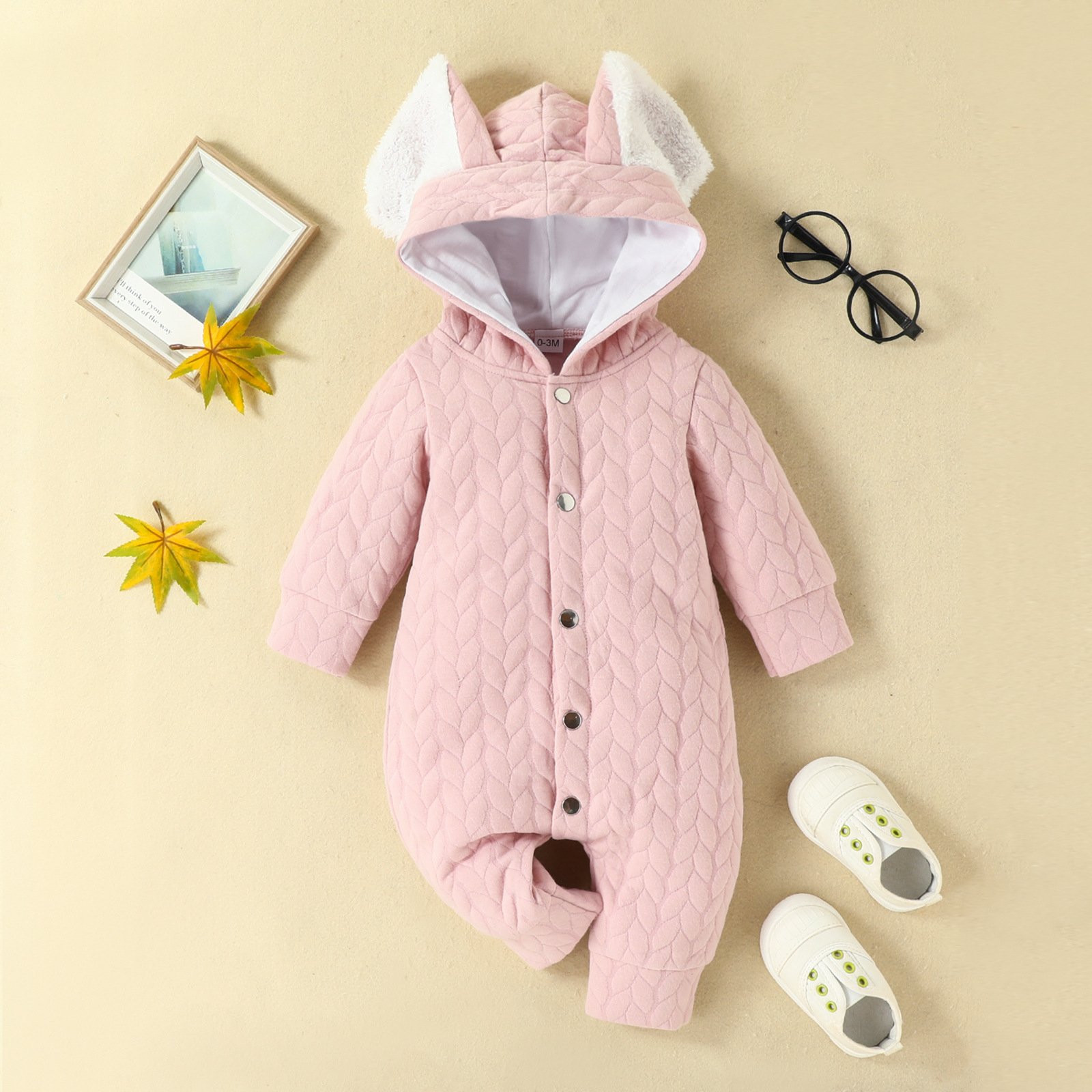 Wholesale Newborn Infant Bunny Jumpsuit Sweater Cute Boys Girls Knitted Hoodie Bodysuit Thick Warm Winter Baby Romper 0-18 Month