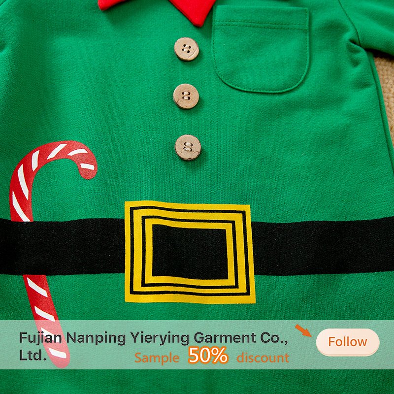Long Sleeve Baby Christmas Clothes Green Elf Cute Super Cute Round Neck Pullover Hot Sale Spot Wholesale