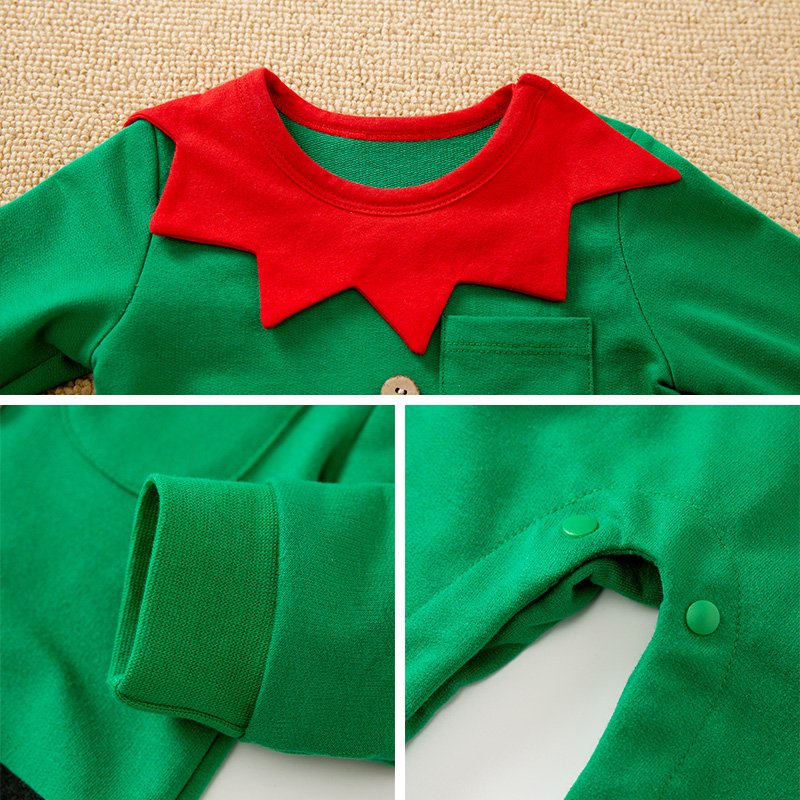 Long Sleeve Baby Christmas Clothes Green Elf Cute Super Cute Round Neck Pullover Hot Sale Spot Wholesale