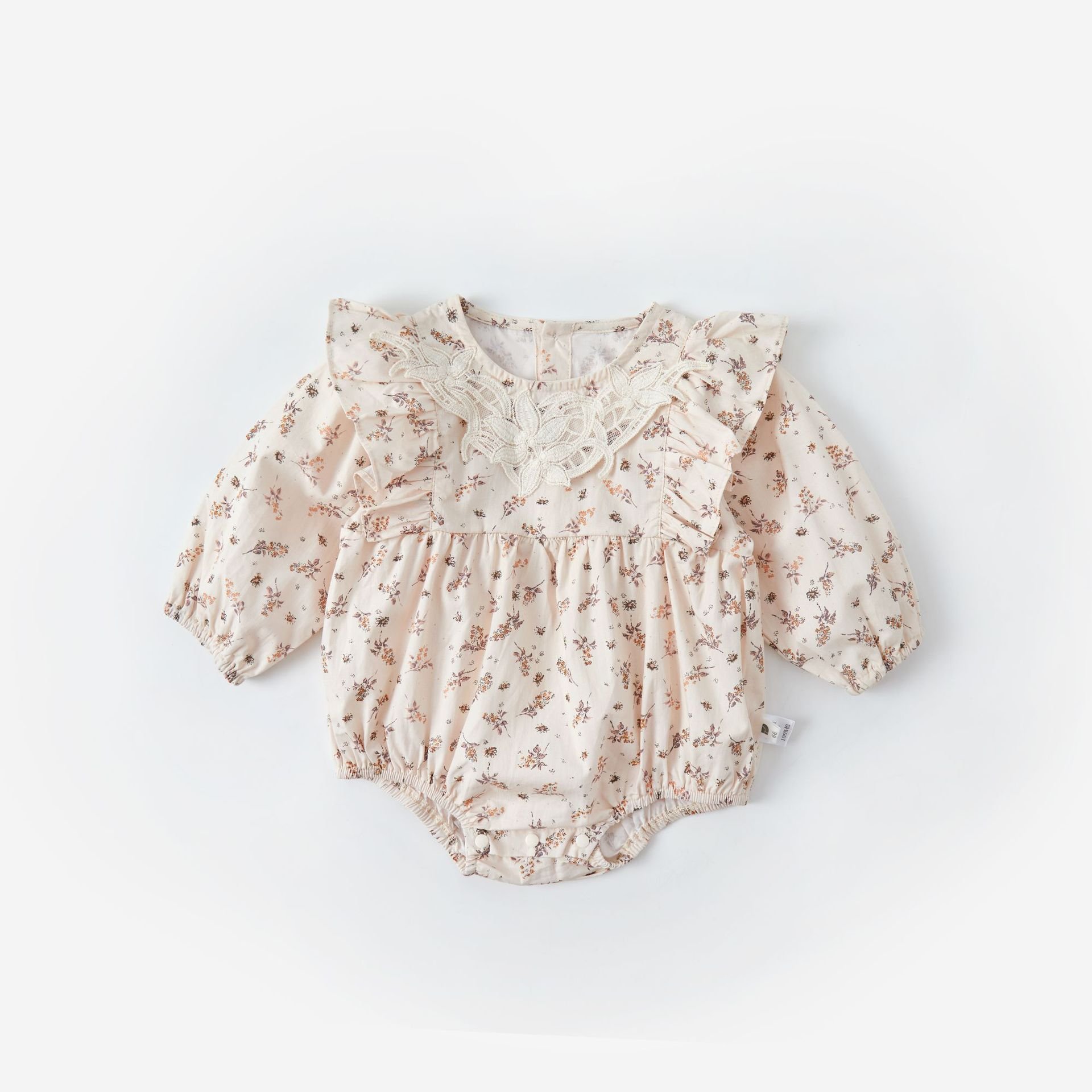Wholesale 2024 Autumn Baby Clothing Korean Fashion Floral Long Sleeve Cotton Baby Rompers